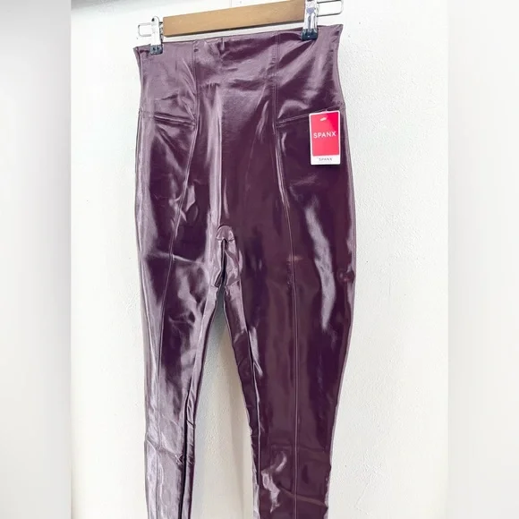 NWT Spanx Faux Leather Leggings Ruby Medium - Picture 3 of 6